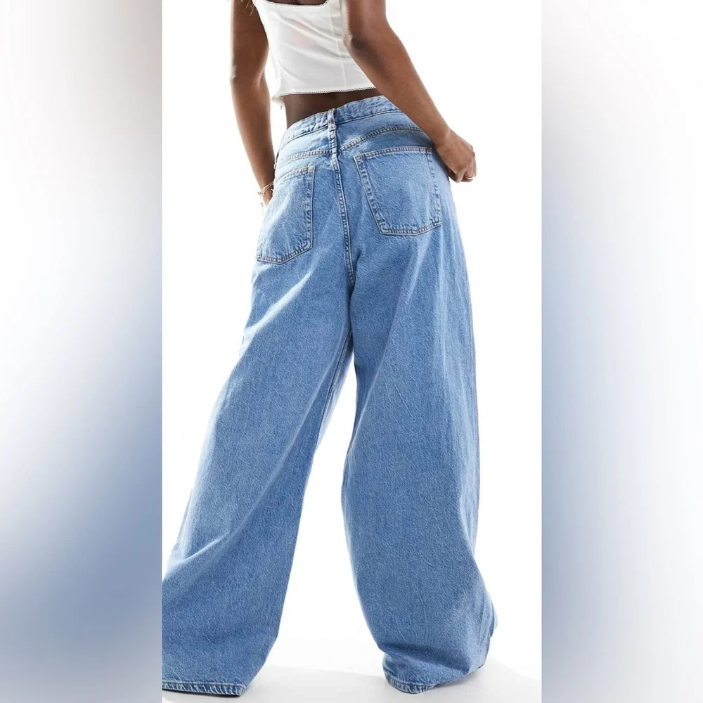 ASOS Light Blue Wide Leg Flared Jeans - Picture 3 of 3